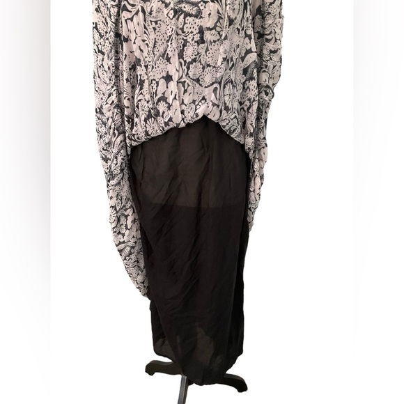 Anthropologie Squareneck Smocked Puff Sleeve Midi Dress Sz M Black White Cottage - Picture 12 of 16